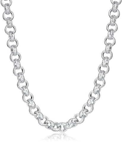 THE BLING KING 12mm Silver Belcher Chain Necklace — 165g Heavy Diamond Cut, 24 Inch — PVD Silver Plated Mens Womens Silver Chain