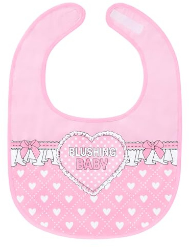 LittleForBig Baumwoll Wasserdichtes Babydoll Bedrucktes Erwachsenen Lätzchen mit Verstellbarem Klettverschluss - Blushing Baby Lätzchen für Erwachsene