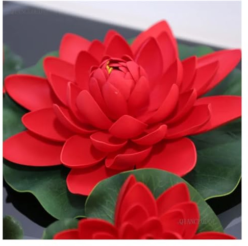 WJLYDM KüNstlicher Lotus Künstliche ROTE Lotusblätter, Seerosen, künstliche Teiche, schwimmende Blumen, schwimmende Pool-Hausgartenpflanzen, Hochzeit FüR Gartenteich Dekoration(C44)