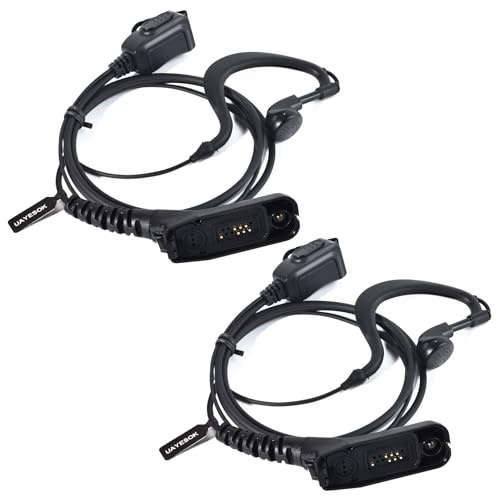 UAYESOK Oreillette en Forme de G pour Talkie-walkie Multi-Broches, Casque Radio de Police de sécurité avec Micro PPT, pour Motorola DP3400 DP3401 DP3600 DP3601 DP4400 DP4800 DP4801 Radio (2 Pièces)