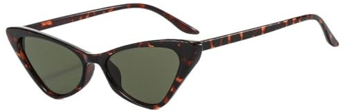 LJWWEI Sonnenbrille für Damen, UV400, klare Gläser, Brillengestell, schwarz, weiß, gestreift, Sonnenbrille, Leopard Dunkelgrün, M