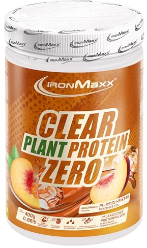 IronMaxx Clear Plant Protein Zero – Peach Ice Tea 400g Boîte | Protéines véganes sans sucre à base de pois | Boisson sportive claire et sans soja