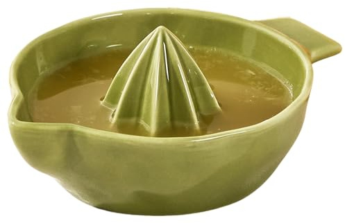 Ceramic Lemon Juicer Reamer Manual Citrus Lime Hand Squeezer Bowl with Handle and Pour Spout, Handheld, Easy to Use and Clean | with Handle and Pour Spout, Easy to Use and Clean, Dishwasher Safe