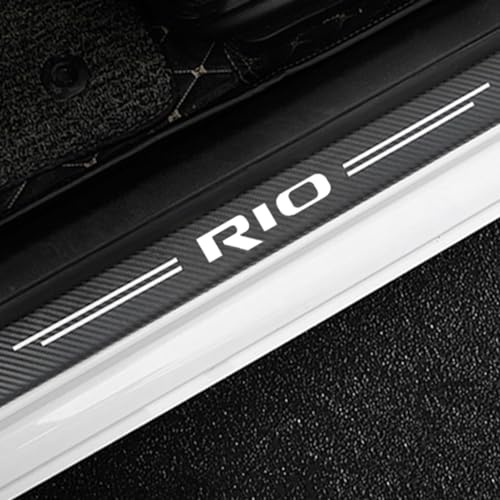 KLHYWEN 4 Piezas Pegatina para Umbral de Coche para KI-A Rio, Película Protectora Estribos Fibra Carbono Autoadhesivo Puerta Guardias del Borde Decoración Accesorios,White