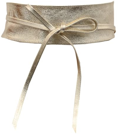 MIRROSI Taillengürtel Wickelgürtel aus Echtleder, Schleife mit breitem Bund (mit breitem Bund zum Wickeln (7cm Breit, 265cm lang) OBi Gürtel, Bindegürtel, Schnürgürtel, Wickelgürt