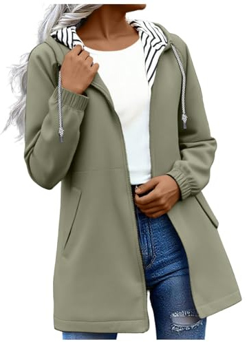 Waterproof Jacket Lightweight for Women Windbreaker Coat Long Sleeve Full Zip Raincoat Ladies Jackets Windbreaker with Hood Casual Rain Coat for Hiking Walking Cycling Outwear