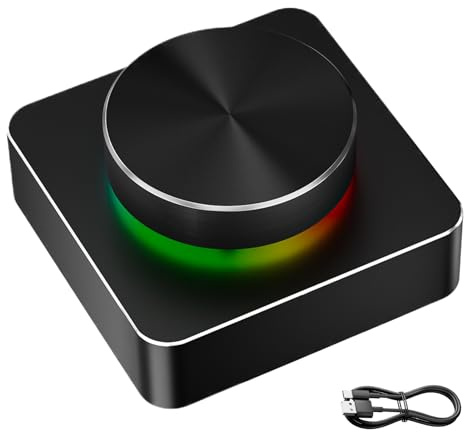 Wireless Audio Volume Control Knob with Seven RGB Lighting Modes, Computer Speaker Control Button for Party Entertainment, Home Theater, Gamings Setup, DJ Booth, Multimedia Sound Adjustment