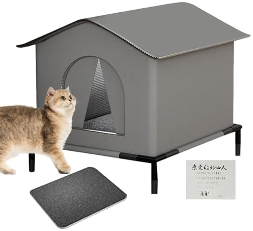 Katzenhaus Für Draußen, Wasserdichter Katzenhaus Outdoor Winterfest Isoliert 40x33x33cm, Großer Hundehaus Erhöhter Boden Katzenschutz Mit Erhöhter Basis Und Kissen,katzenzelt Wetterfester Katzenhöhle