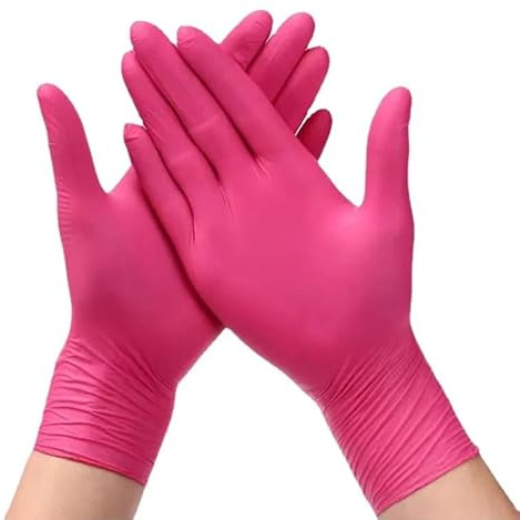 PBHOVIITG Guantes desechables de nitrilo rosa (50/100 unidades) for limpieza cocina, lavavajillas, jardinería, peluquería, tatuajes, polvo y sin látex(Rose Red 100PCS,M)