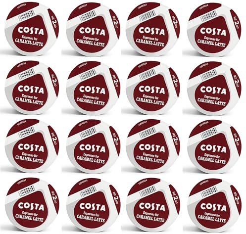 50 x Compatible with Tassimo Machines Costa Latte Caramel Espresso Coffee Pods, Sold Loose (NO MILK PODS)