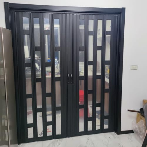 MLYAYE FalttüR FalttüRen FaltschiebetüR Falttüren in Schwarz mit Acrylglas, platzsparend, Raumteiler, Türgitter für Küchen/Balkon/Terrasse/Garage/Geschäfte, individuell(95 x 203 cm)