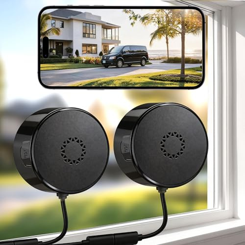 (2 Stück) 3MP 2K Fensterkamera 5G/2.4 WiFi Überwachungskamera Innen/Außen | Farb-Nachtsicht,Bewegungserkennung durch Glas,Cloud/SD & 24-Stunden-Aufnahme–Geeignet für Auto,Eingangsbereich & Haustiere