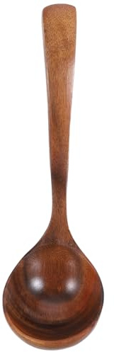 TOYANDONA Cuchara Sopera de Madera de Acacia Grande Cucharas de Sopa de Madera para Servir Utensilio de Cocina para Sopa y Gachas para Uso Diario o Cocinas