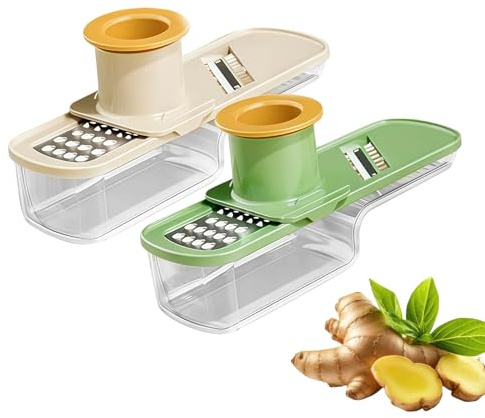 Affettaverdure, set di 2 tritatutto da cucina con contenitore, affettatrice per cipolle con protezione per le mani, aglio, cipolle, patate, cucina, preparazione dei pasti, cottura