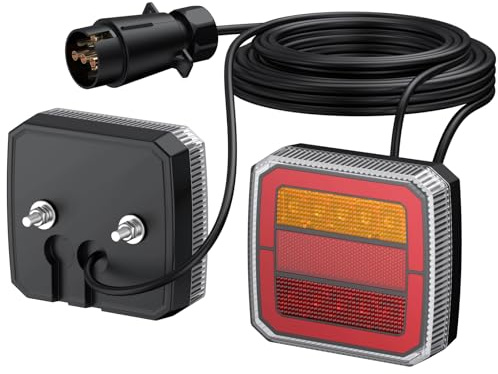 DTEANJU LED Trailer Lights,2pcs 12V 24V 40 LED Rear Light with 7 Pin Cable | IP65 Waterproof,E-mark E9 E57,Tail Brake Indicator Reflector Lights for 12V-30V Truck Tractor Trailer Caravan RV Lorry