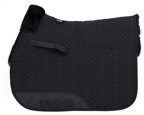 Engel Reitsport | SCHABRA1-VSS-SCH-SCH | Schabracke | Steppstoff | Lammfell im Sattelbereich | Half Lined | Fellkranz vorne | Vielseitigkeit | Stoff schwarz Fell schwarz