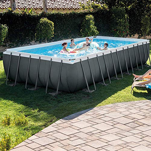 Intex 24Ft X 12Ft X 52In Ultra Frame Rectangular Pool Set with Sand Filter Pump