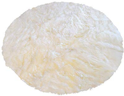 Naturasan Lammfell Designer-Teppich Öko Schaffell, Hochflor, Langflor, Retro, Flokati Schaffellteppich, Fellteppich Natur (Weiss, Durchmesser 120 cm)