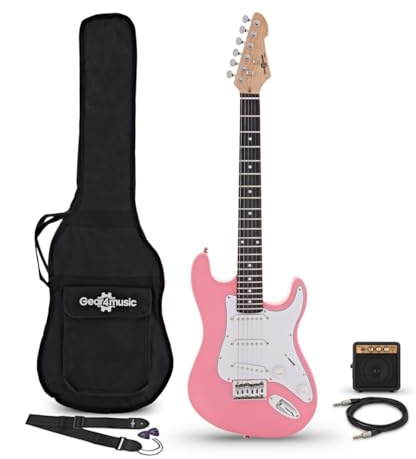 3/4 LA Electric Guitar Pink, Mini Guitar Amp Pack