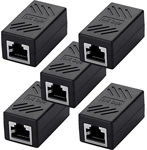 SIENOC Adaptador RJ45 para Cable de Red Ethernet Cat6 RJ45 Acoplador gigabit Hembra a Hembra (5 Pack, Negro)