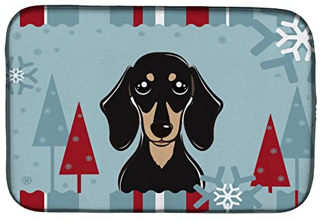 Caroline's Treasures BB1711DDM - Esterilla de Secado para Platos Bayeta Escurreplatos de Invierno (14 x 21, Multicolor), Color Negro