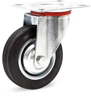 Wiltec Lenkrolle Ø100mm bis 70kg Tragkraft mit Gummirad ungebremst, leiser Lauf, Transportrolle Möbelrolle Laufrolle Möbel-Lenkrolle