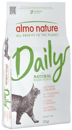 almo nature Daily Maintenance, Crocchette per Gatti Adulti con Tonno e Salmone - Sacco da 12 kg