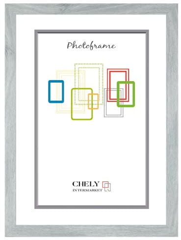 CHELY INTERMARKET | Marco de Fotos 30x40cm (Gris Azul 2004) MOD-274 | Marco para Decoración de Casa | Fotografías de Boda | moldura con Relieve