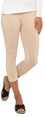 Celodoro damleggings (3/4 Capri), stretchjerseybyxor av bomull, Beige, XL