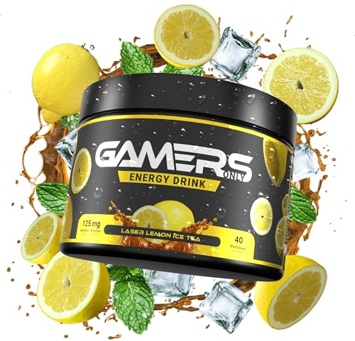 Gamers Only Energy Pulver Yellow Laser Lemon [MIT KOFFEIN & ZERO ZUCKER ] 40 Portionen | Energy Drink Pulver | Erhöht die Konzentration & Reaktionen | 125MG Koffein & L-Tyrosin & Vitaminen