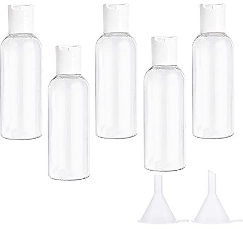 5 set di bottiglie di plastica vuote da 100 ml, ricaricabili e trasparenti, da viaggio, per cosmetici o viaggi