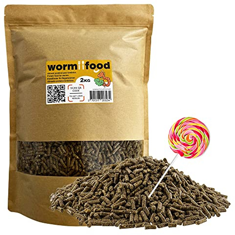 WormFood, cibo proteico per lombrichi | Ideale per la riproduzione e l'allevamento (2000gr)