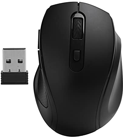 ciciglow Ratón inalámbrico, 2,4 GHz Ratón silencioso inalámbrico para Oficina/Juegos Ratones ergonómicos 6 (Teclas) Mini ratón USB portátil Accesorios de computadora de Escritorio(Negro)