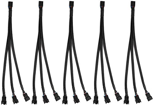 Aypzuke 5 Packs PWN Fan Splitter Lüfterteiler kabel (3PIN +4PIN) 1 bis 3 Converter...