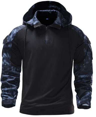 Veste de combat militaire pour homme - Sweat à capuche tactique pour homme - Sweat à capuche à motif camouflage - Haut à manches longues - Sweat à capuche décontracté pour homme