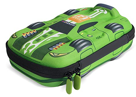rockpapa Large-Capacity Sports Racing Car Pencil Case, Pencil Box, Storage Box for School Students Boys Teens Kids Girls Green