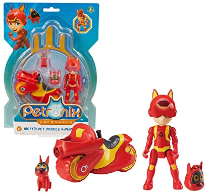 Giochi Preziosi Petronix Defender - Matt e Pup- E, Missione con Motocicletta e Zaino Removibile Giocattolo, Personaggio Action Figure 7 cm, Supereroe Trasformabile per Bambini dai 3 anni