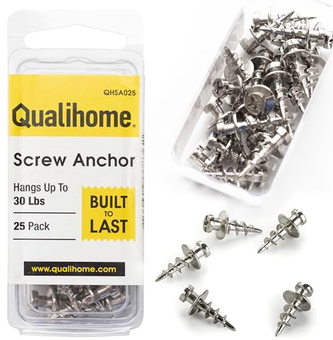 Double-Headed Wall Screw Anchors Picture Hooks - Heavy Duty Bear Claw Hanger Screws Holds Upto 30 Lbs. - Drywall Screw/Anchor for D-Rings/Wire/Keyholes - Hang Pictures/Mirrors and More (25 Pack)