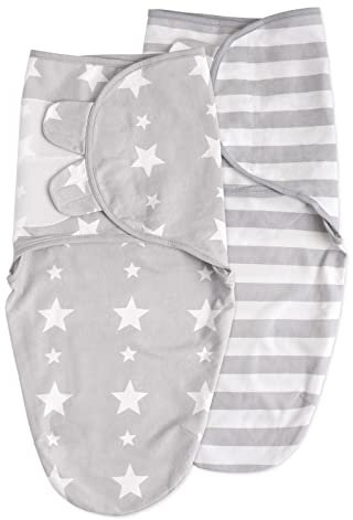 Soarwg Kids Pucksack Baby 0–3 Monate Schlafsäcke für Neugeborenen Kleinkinder Oeko-tex100 Swaddle Decke Pucktuch Babyschlafsack Wickeltuch Säuglinge 100% Bio-Baumwolle Unisex 2er Pack (Grau)