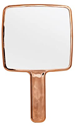 YCHMIR Hand Held Mirror Electroplate Mirror Rose Gold, Square 9x5.1inch