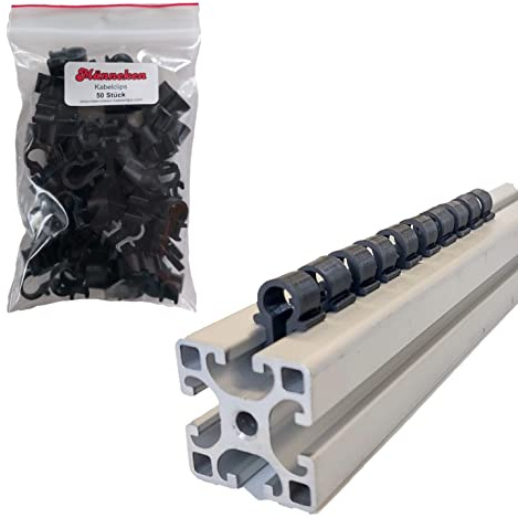 Kabelclips für Aluprofile Nut 5 - Kabelhalter Schwarz - Omega Schelle - Hochwertig und Robust (50 Stück)