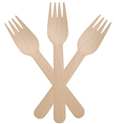 1Above 100Pk Disposable Wooden Cutlery Set, 100% Natural and Biodegradable, Eco-Friendly Cutlery Set for Wedding, Office and Party Picnic (Fork)