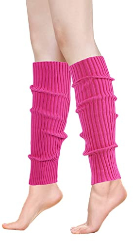 ONUPGO Scaldamuscoli per donne anni '80 accessori per feste anni '80 Neon maglia scaldamuscoli a coste ragazze Junior invernali calzini, Colore: rosa., Taglia unica