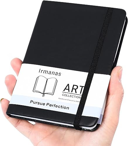 Irmanas Notizbuch A6 Liniert, 160 Seiten 100 g/m² Seiten Hardcover Notizblock Collegeblock mit Gummizug und Stifthalter, klassisches Design Notizblock geeignet für Büro, Schule