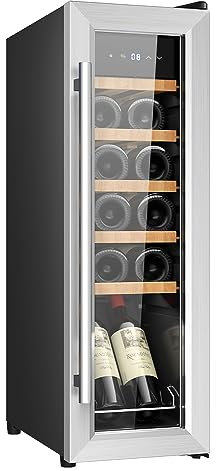 Cecotec Vinoteca 12 Botellas Bolero GrandSommelier 1230 CoolWood Compressor. 32 Litros, Sistema Compresor, Alto Rendimiento, Temperatura Regulable, Luz LED Interior, Control Táctil