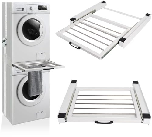 Gekufa Stacking Kit for Washer and Dryer, Stacking Kits with Sliding Shelf for Washing Machine and Tumble Dryer Stacking Shelf with Ratchet Ropes