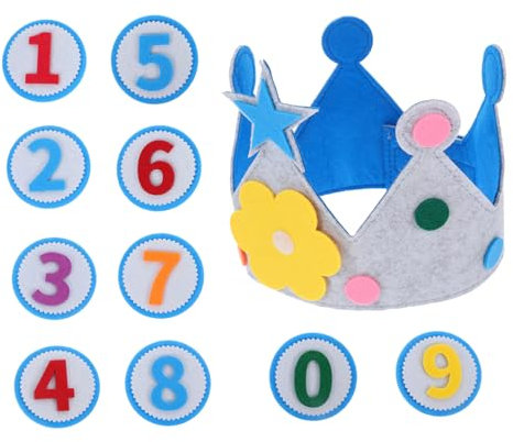 WOONEKY Einzigartige Geburtstagskrone Für Babys Jungen Zahlen 0–9 Filzhut Für Kinder Mit Happy Birthday-thema