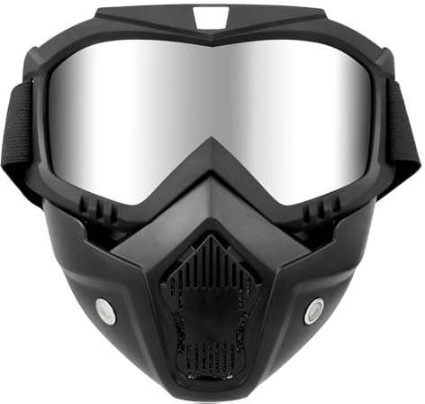 DREAMIZER Motorradbrille Abnehmbare, Staubschutz Motorrad Maske Motorrad Schutzbrille Brille Winddicht Gesichtsmaske Helm Nebelfest Reiten Fahrrad Dirtbike Motocross für Damen und Herren