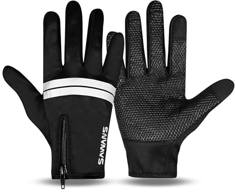 SAWANS Guantes térmicos cálidos de invierno para hombres y mujeres, guantes impermeables táctiles para exteriores, antideslizantes, para correr, ciclismo, caminar, transpirables, para montar, conducir