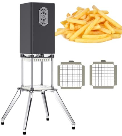 pedenencelia Coupe Frites Électrique,Coupe Uniforme,avec Lames 9 Mm,12,2 Mm, Quatre Pieds Support,Trancheuse Pommes Terre Automatique,Facile À Installer,pour La Maison,La Cantine,Le Magasin,Black